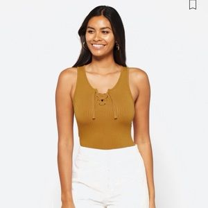 Auburn Ribbed Knit Lace up Tank